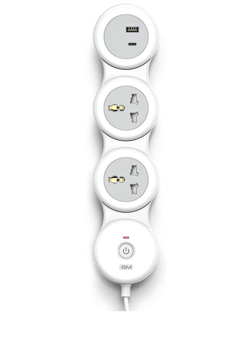 GM GM 3+1 G-Hoop Spike Guard with A & C Type USB-Master Switch, Indicator, Safety Shutter, 1.8 Mtr Wire with Overload Protection 2 International sockets & 2 USB Port 1 C Type 1 A type3.1A  - Image 1