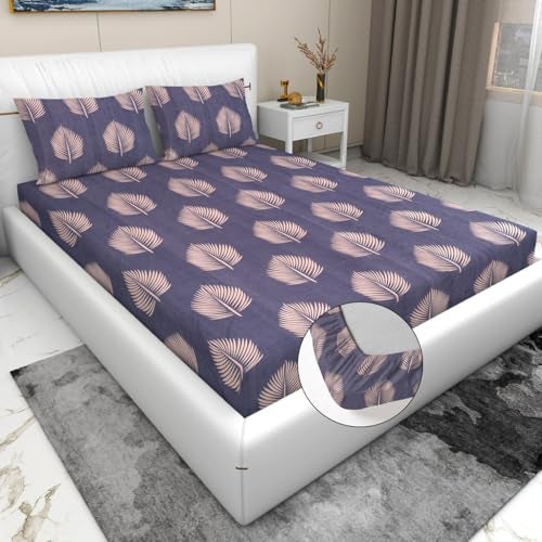 RD TREND Waterproof Elastic Fitted Bedsheet, Queen Size 78x60x8 Inch, with 2 Waterproof Pillow Covers 18x28 Inch, Washable, Wrinkle Resistant Grey Tree - Image 1