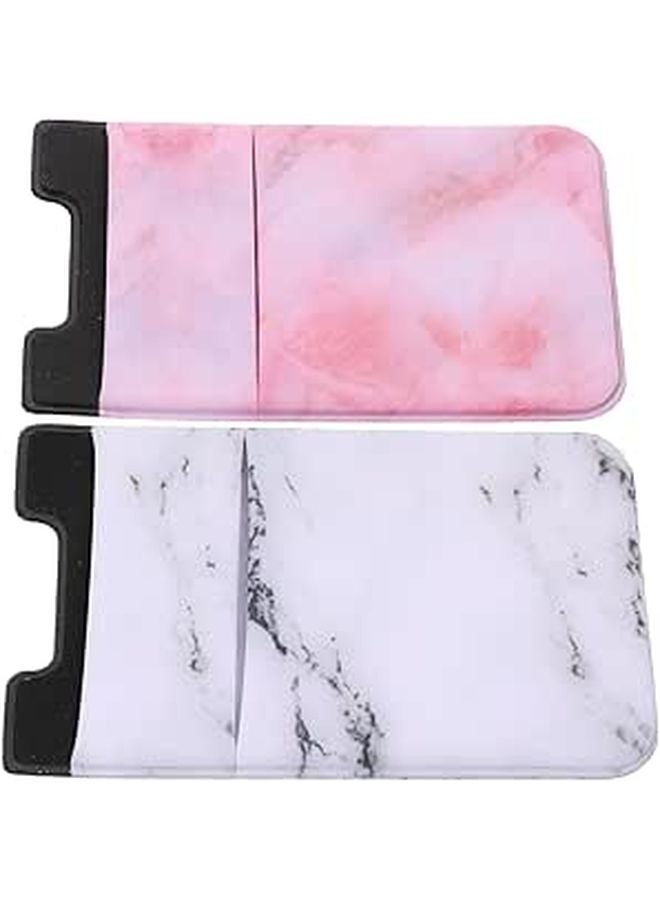 Adhesive Marble Phone Wallet Card Holder Sticker 2pcs 58x88mm Credit Card Storage Case - Image 1