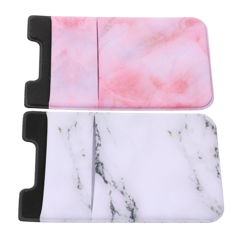 Adhesive Marble Phone Wallet Card Holder Sticker 2pcs 58x88mm Credit Card Storage Case - Image 2