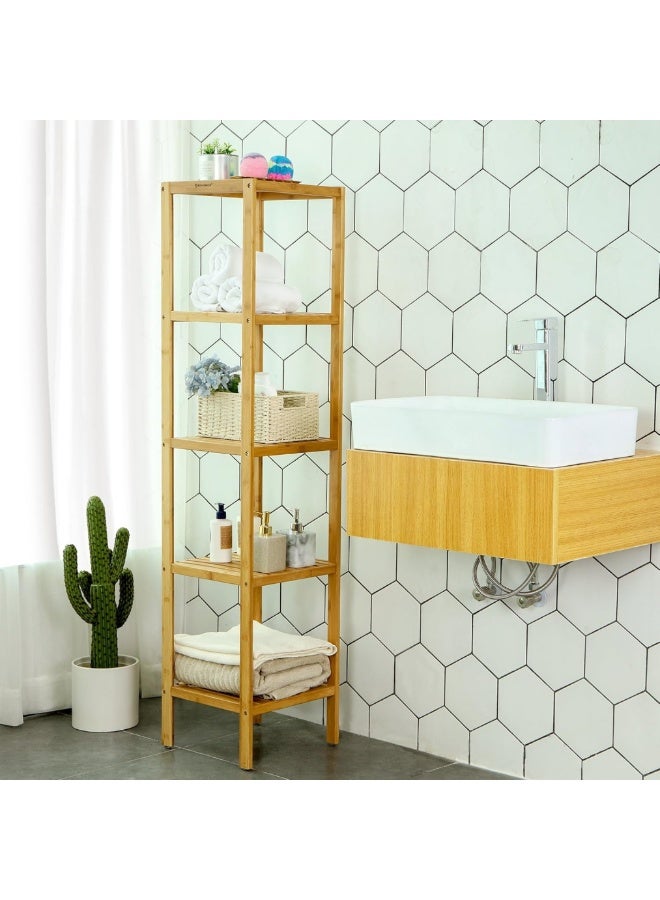 PixelsFurniture 100% Bamboo Shelf from Pixels Furniture, featuring 5 storage tiers, a multifunctional storage rack - Image 3