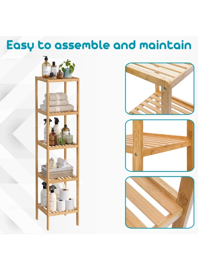 PixelsFurniture 100% Bamboo Shelf from Pixels Furniture, featuring 5 storage tiers, a multifunctional storage rack - Image 4