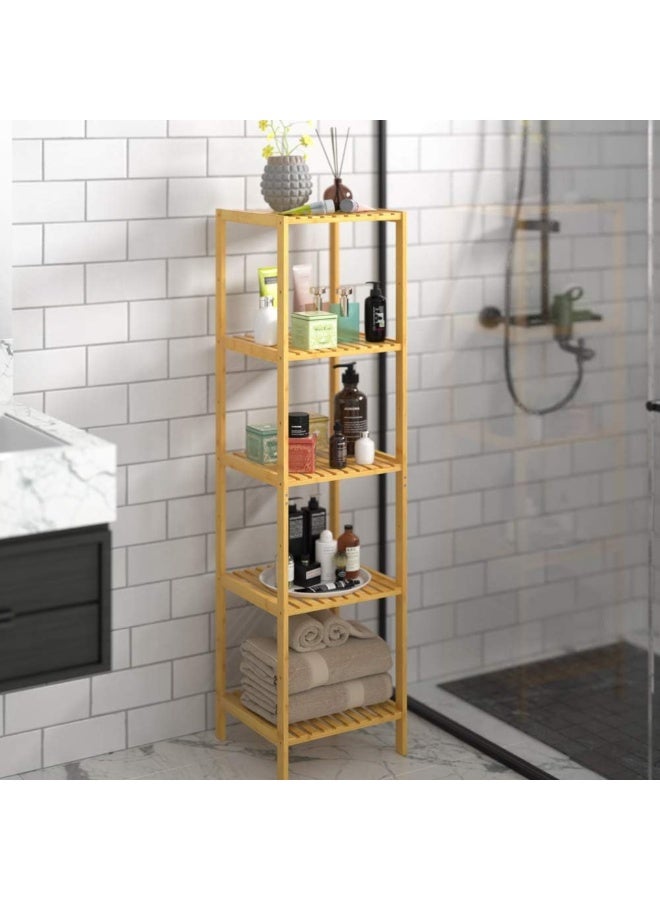 PixelsFurniture 100% Bamboo Shelf from Pixels Furniture, featuring 5 storage tiers, a multifunctional storage rack - Image 2