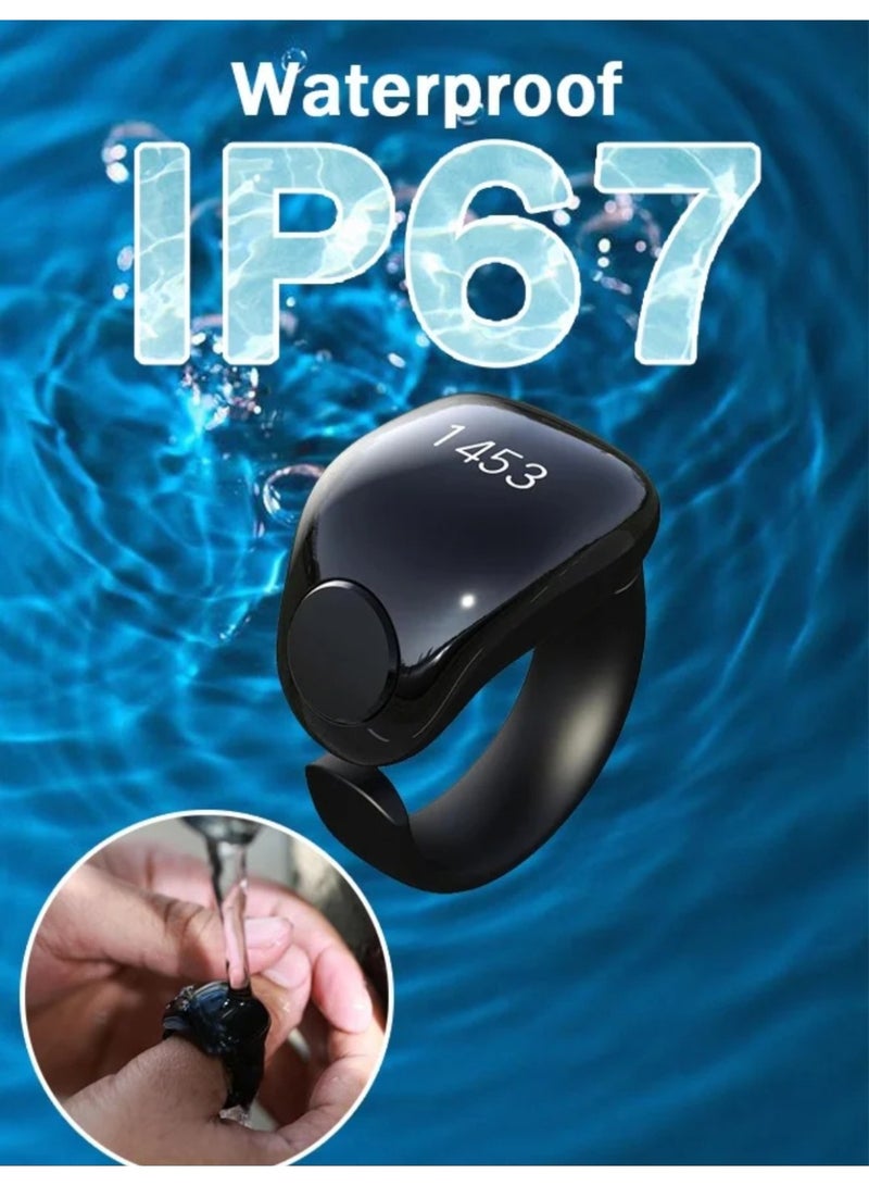 Tasbih Zikr Smart Ring, Adjustable Counter,  APP Support Digital Counter Prayer Reminder Ring, Waterproof Counter Zikr Ring, For Muslims (Black) - Image 3