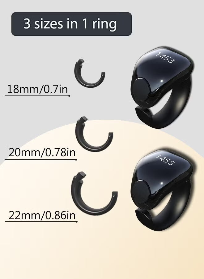 WESLAMIC Tasbih Zikr Smart Ring, Adjustable Counter, Size (18 and 20mm and 22mm), APP Support Digital Counter Prayer Reminder Ring, Waterproof Counter Zikr Ring, For Muslims (Black) - Image 4