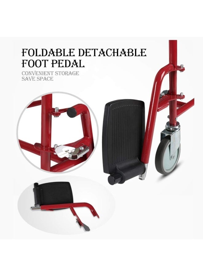 Media Chair Commode Elderly Commode Seat with Wheels Foldable Home Wheelchair Removable Bathroom Pregnant Bath, Red,Portable - Image 5