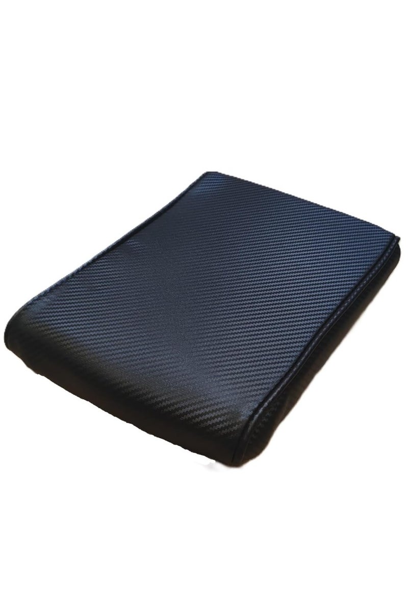 Luxury Quilted Leather Car Armrest Cushion – PU Leather Center Console Pad with Memory Foam, Non-Slip Design, and Universal Fit for Cars, SUVs, and Trucks (Black Carbon Fiber Armset) - Image 4
