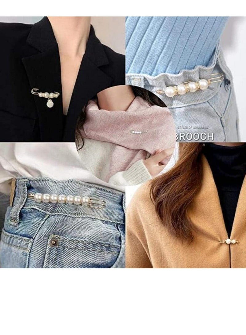 13 Pcs Pearl Brooch Pins,Fashion Sweater Shawl Clips Muslim Scarf Hijab Pins,Faux Pearl Collar Waist Pants Safety Pin for Women Girls,Neckline Pins Clothing Dresses Decoration Accessories - Image 3