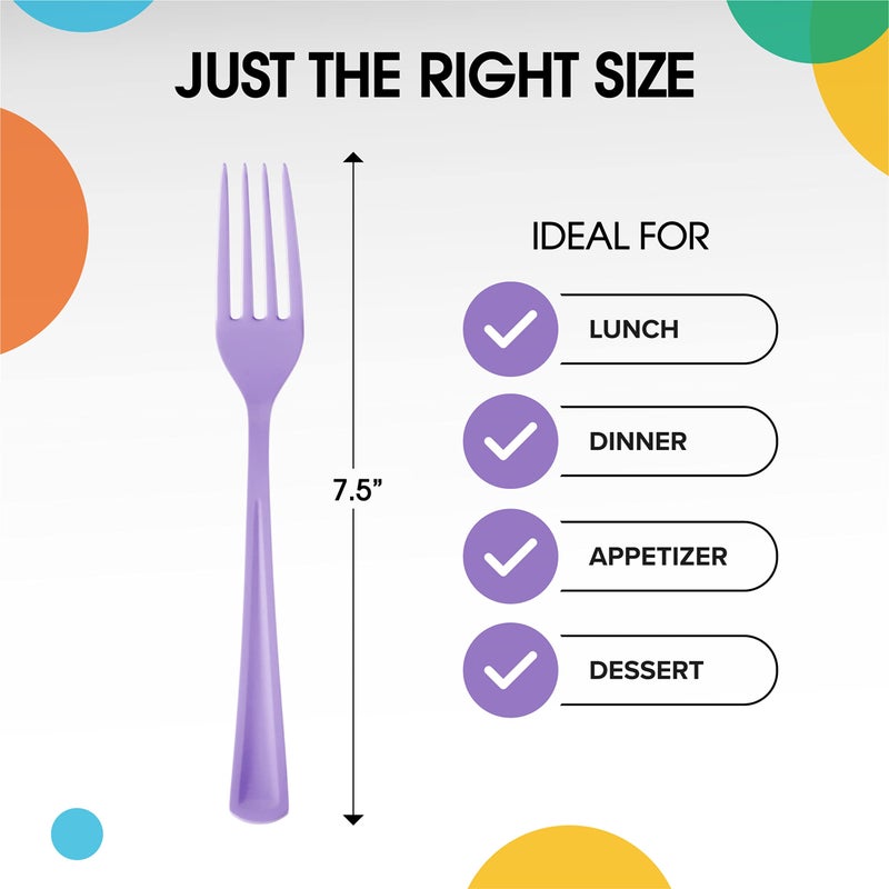 Exquisite Lavender Plastic Forks 50 Pcs Lavender Forks Disposable Utensils Heavy Duty Plastic Cutlery Set Disposable Cutlery Sets Flatware Sets Silverware Set For Party Supplies & Party Tableware Exquisite - Image 1
