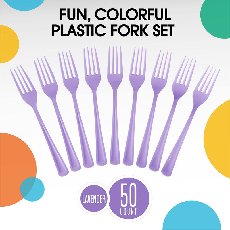 Exquisite Lavender Plastic Forks 50 Pcs Lavender Forks Disposable Utensils Heavy Duty Plastic Cutlery Set Disposable Cutlery Sets Flatware Sets Silverware Set For Party Supplies & Party Tableware Exquisite - Image 2