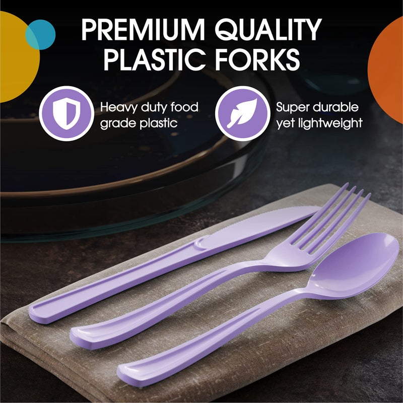 Exquisite Lavender Plastic Forks 50 Pcs Lavender Forks Disposable Utensils Heavy Duty Plastic Cutlery Set Disposable Cutlery Sets Flatware Sets Silverware Set For Party Supplies & Party Tableware Exquisite - Image 3