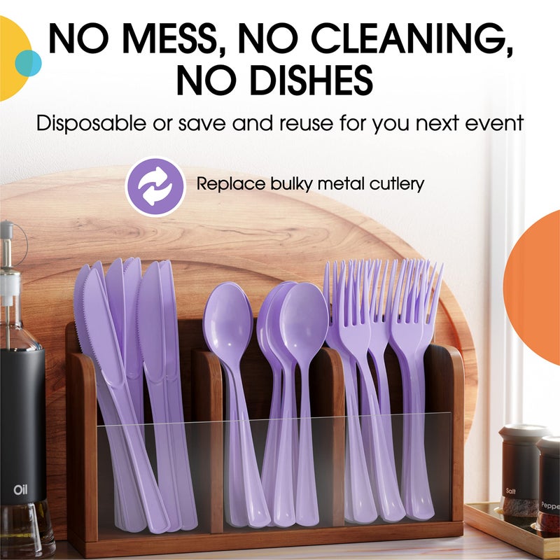 Exquisite Lavender Plastic Forks 50 Pcs Lavender Forks Disposable Utensils Heavy Duty Plastic Cutlery Set Disposable Cutlery Sets Flatware Sets Silverware Set For Party Supplies & Party Tableware Exquisite - Image 4