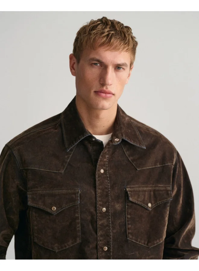 غانت Gant Oversized Flocked Velvet Rodeo Shirt