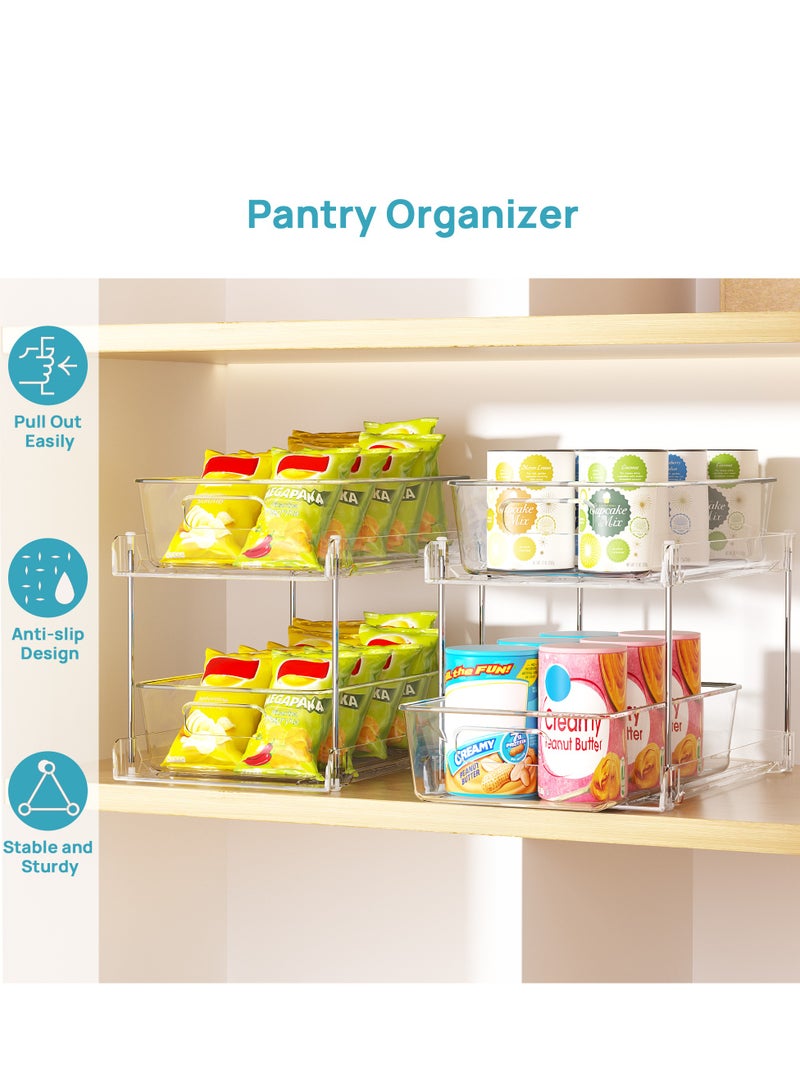 في توب مارت Vtopmart مجموعة من 3 قطع منظم حمام ثنائي الطوابق، وحدة تخزين بلاستيكية شفافة تحت الحوض للطاولة والمطبخ، رفوف موفرة للمساحة لمستلزمات الحمام ومنتجات التنظيف والمزيد - Image 4