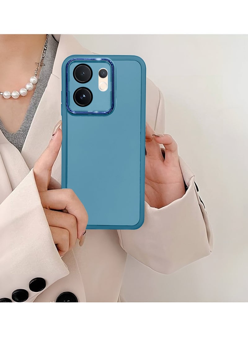 Wtech vivo V60 5G 2025 Soft Transparent TPU Camera Lens Protection Silicone Ultra Thin Phone Stylish Electroplated Camera Border Back Case Cover - Blue - Image 4