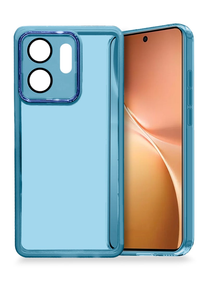 Wtech vivo V60 5G 2025 Soft Transparent TPU Camera Lens Protection Silicone Ultra Thin Phone Stylish Electroplated Camera Border Back Case Cover - Blue - Image 1