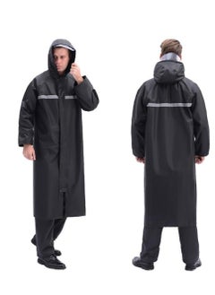KCDMBUE Men's Waterproof Long Raincoat with Hood, High Neck Trench Rain Jacket, Lightweight Rain Poncho for Hiking & Outdoor Activities  - Image 1