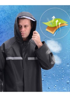 KCDMBUE Men's Waterproof Long Raincoat with Hood, High Neck Trench Rain Jacket, Lightweight Rain Poncho for Hiking & Outdoor Activities  - Image 4