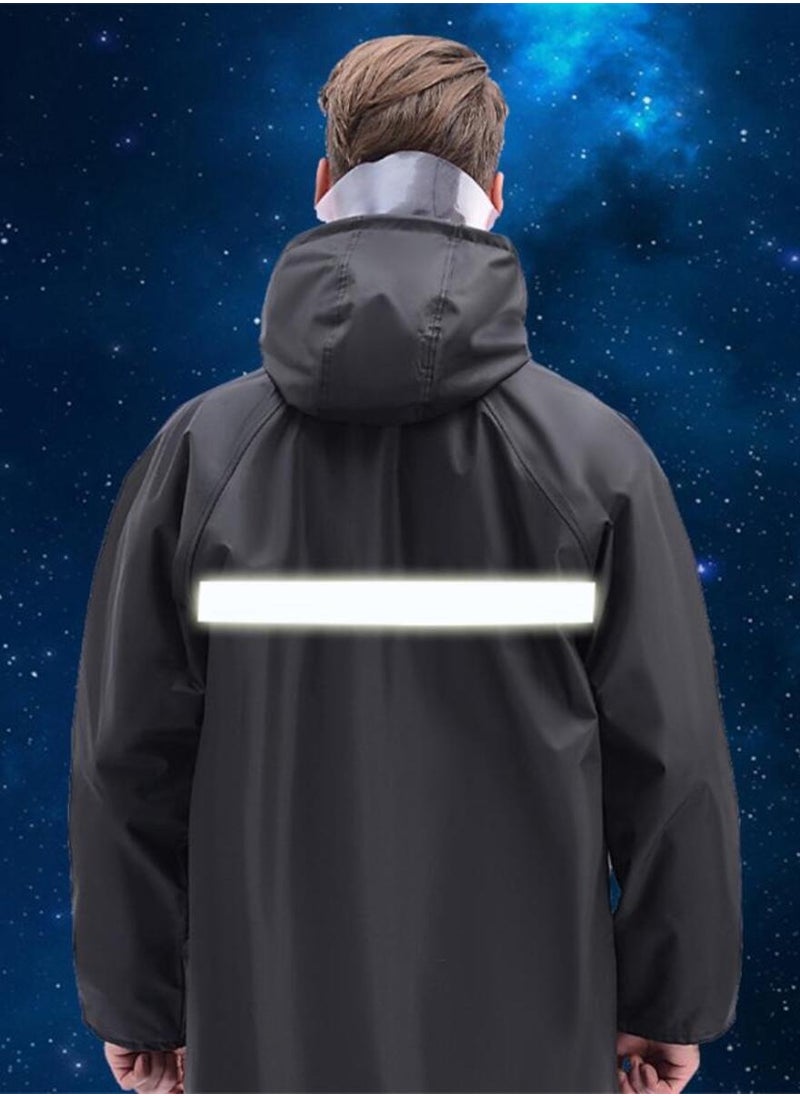 KCDMBUE Men's Waterproof Long Raincoat with Hood, High Neck Trench Rain Jacket, Lightweight Rain Poncho for Hiking & Outdoor Activities  - Image 5