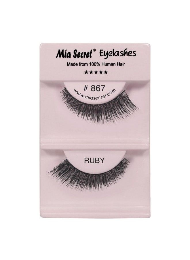 MIA SECRET - Demi Wispies Eyelashes Natural Style False Eyelash Long End Wispy Strip Lashes Invisible Clear Band Reusable And Lightweight Human Hair Lash 4 Pack (Ruby) - Image 1
