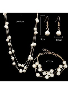 MXXGMYJ Faux Pearl Choker Layered Gold Necklace Earring Bracelet Set For Women Mother Bride Bridesmaids Wedding  - Image 2