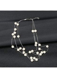 MXXGMYJ Faux Pearl Choker Layered Gold Necklace Earring Bracelet Set For Women Mother Bride Bridesmaids Wedding  - Image 4
