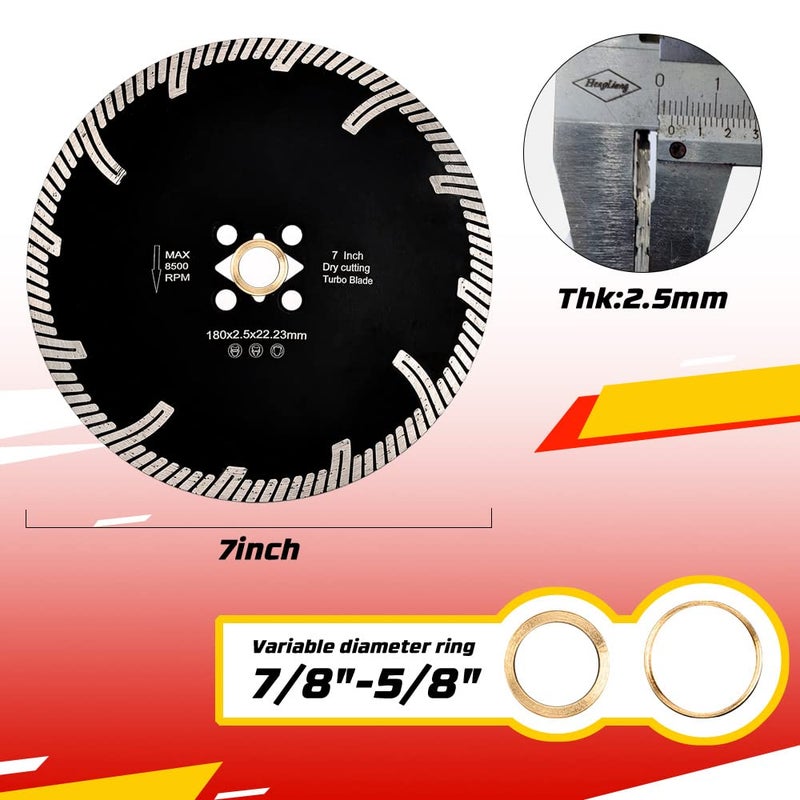 Casaverde Granite Cutting Blade 7" Diamond Turbo Blade for Granite,Marble,Engineered Stone and Ceramic Tile - Image 4