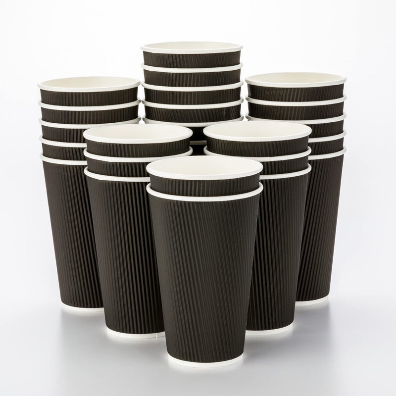 Restaurantware Restaurantware 12 Ounce Double Wall Disposable Coffee Cups 500 Insulated Black Paper Tumblers with Rolled Rim Design Lids Sold Separately for Hot Drinks like Tea Hot Chocolate and More 