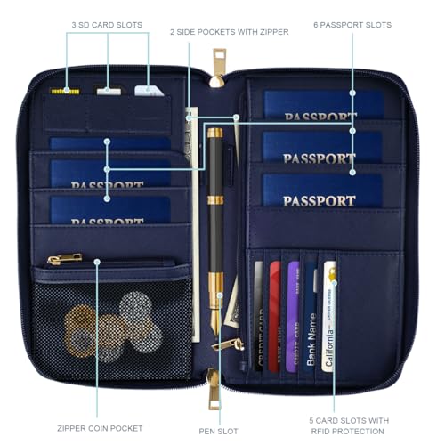 Simikol Family Passport Holder Wallet RFID Blocking Document Organizer PU Leather Mulit-purpose Travel Wallet Credit Cards Case for Women Men,Mandala - Image 2