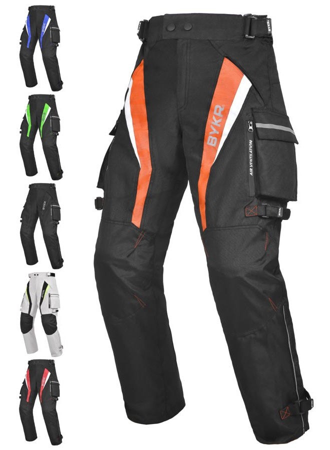 BYKR Motorcycle Pants for Men and Women Armored Cordura Overpants Enduro ATV Dual Sports Motocross Cargo Work Touring, Orange, 34W x 30L - Image 1