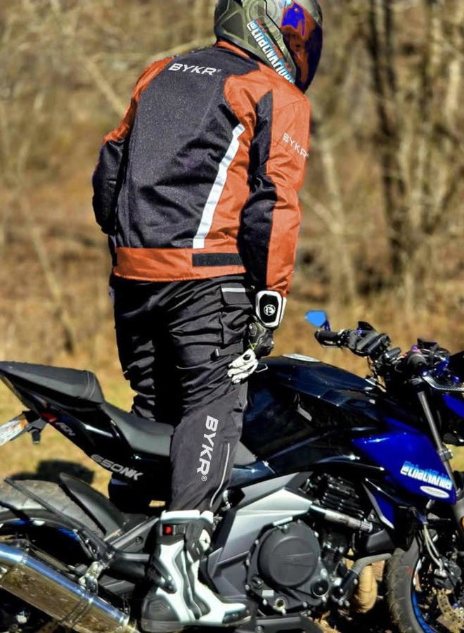 BYKR Motorcycle Pants for Men and Women Armored Cordura Overpants Enduro ATV Dual Sports Motocross Cargo Work Touring, Orange, 34W x 30L - Image 5