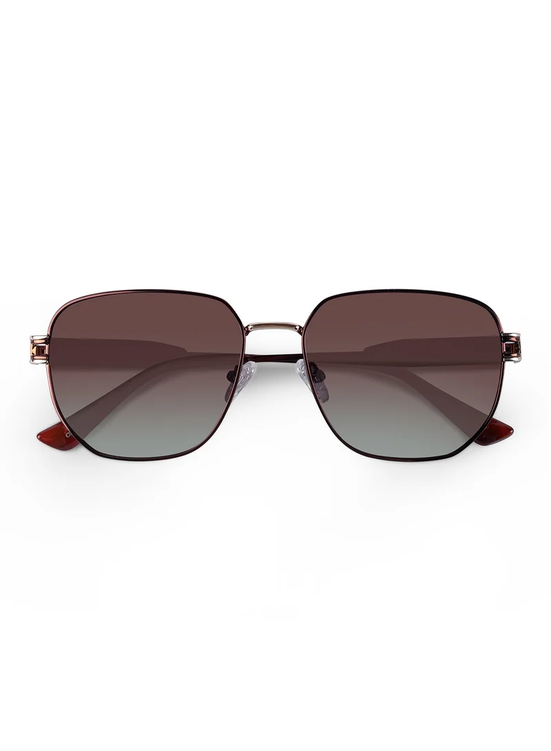 Woggles Ockhi Crown Brown Gradient Polarized Hexagonal Sunglasses