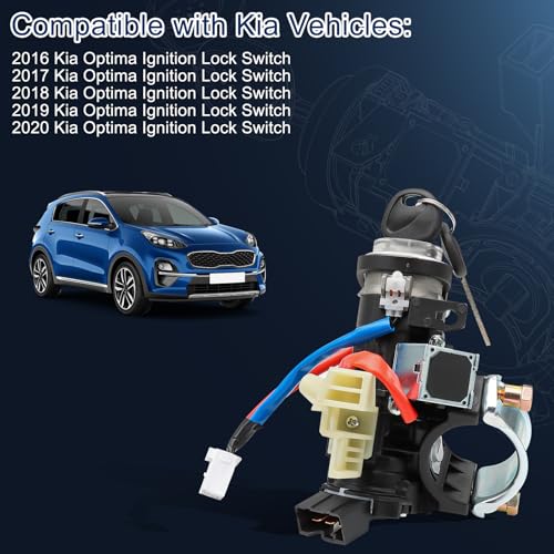 KUTTOLE 81900-D5B00 Ignition Lock Cylinder & Housing for 2016 2017 2018 2019 2020 Kia Optima Ignition Lock Switch Assembly with 2 Keys, Replaces 81905-D4120 81991-35240 Ignition Switch Kits - Image 2