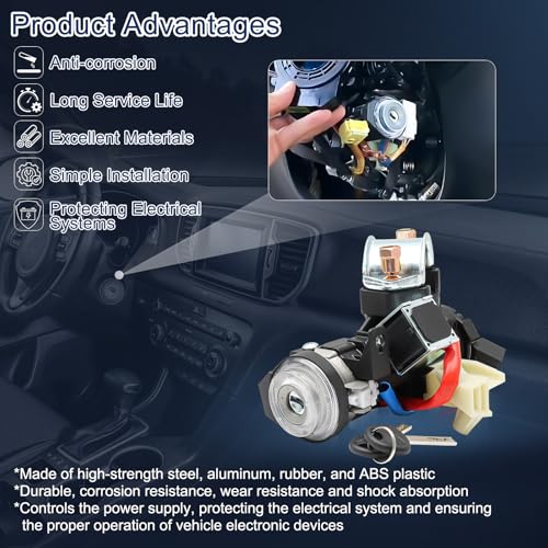 KUTTOLE 81900-D5B00 Ignition Lock Cylinder & Housing for 2016 2017 2018 2019 2020 Kia Optima Ignition Lock Switch Assembly with 2 Keys, Replaces 81905-D4120 81991-35240 Ignition Switch Kits - Image 4