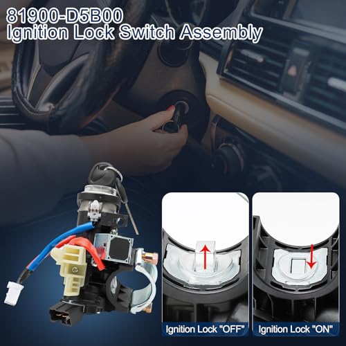 KUTTOLE 81900-D5B00 Ignition Lock Cylinder & Housing for 2016 2017 2018 2019 2020 Kia Optima Ignition Lock Switch Assembly with 2 Keys, Replaces 81905-D4120 81991-35240 Ignition Switch Kits - Image 3
