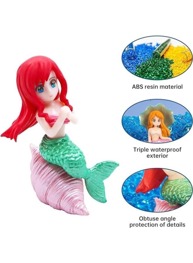 ديكورات حوض السمك على شكل حورية البحر، ألعاب راتنجية لطيفة لحوض السمك (لونين) - Image 2