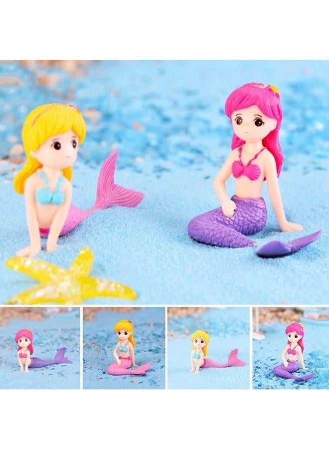 ديكورات حوض السمك على شكل حورية البحر، ألعاب راتنجية لطيفة لحوض السمك (لونين) - Image 4