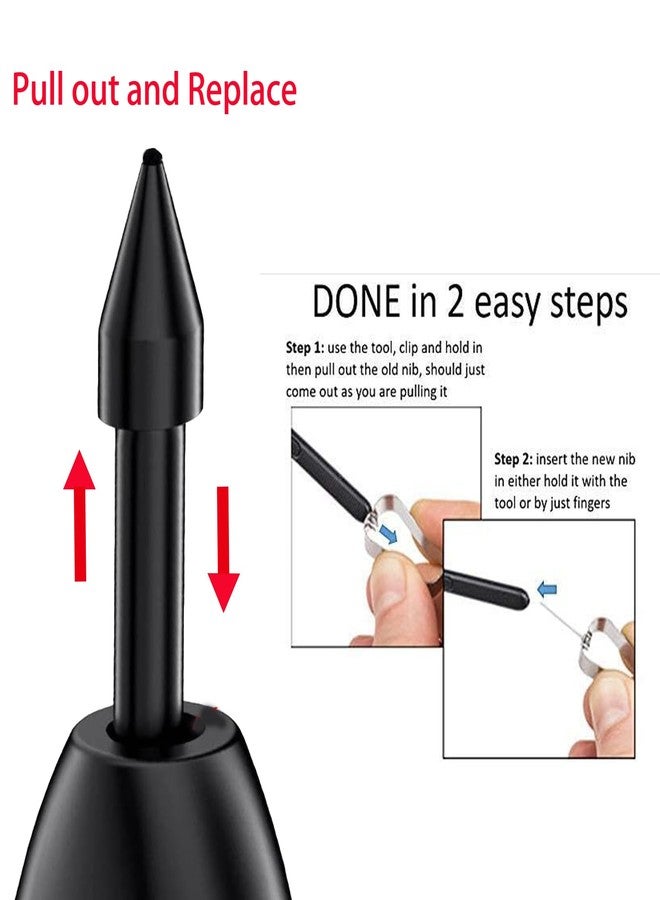 Qenw قلم S Pen S24 Ultra (مع بلوتوث) بديل متوافق مع سامسونج جالاكسي S24 ألترا 5G، قلم لمس + رؤوس/أطراف بديلة (رمادي داكن) - Image 4