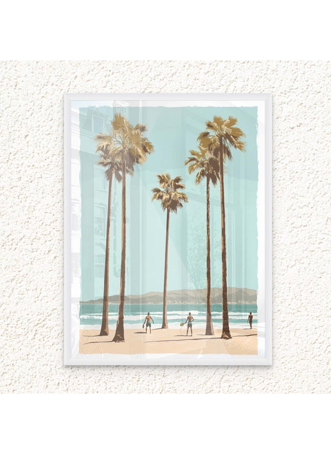 Art Decor - Art Decor Framed Fine Art of Beach with Palm Trees Portrait Aesthetic Tropical Coastal Print Wall Décor for Living Room Bedroom Home Office Hotel Gifting - Image 1