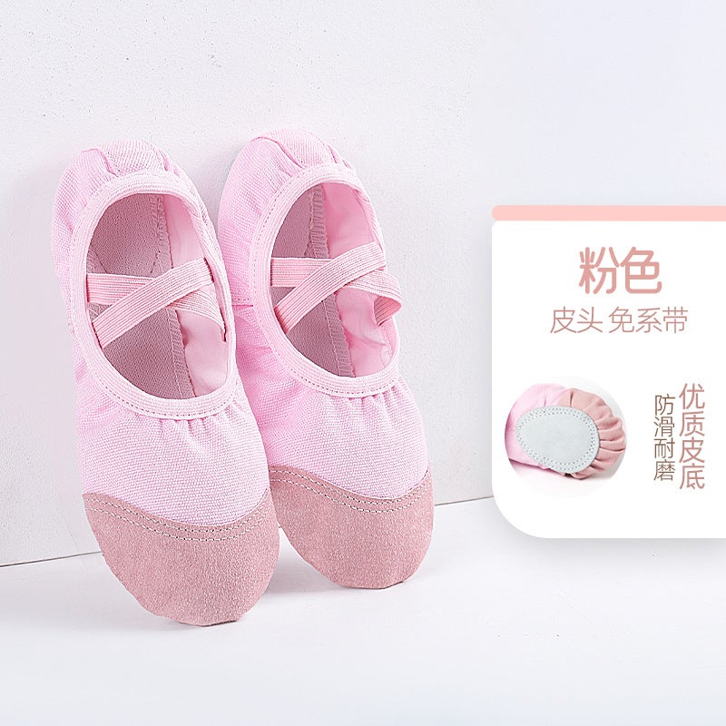 Generic Dance Shoes Womens Soft-soled Ballet Childrens Special Adult Chinese Dance Shoes Girls Cats Claw Dancing Flesh-colored Practice Shoes Pink leather