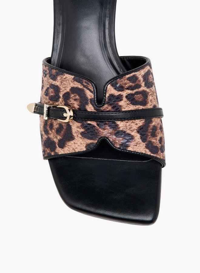 سيليست صنادل بكعب قطة بطبعة حيوانات للنساء - Image 4