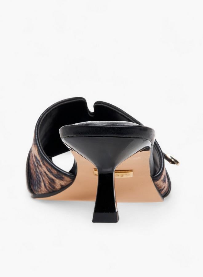 سيليست صنادل بكعب قطة بطبعة حيوانات للنساء - Image 5