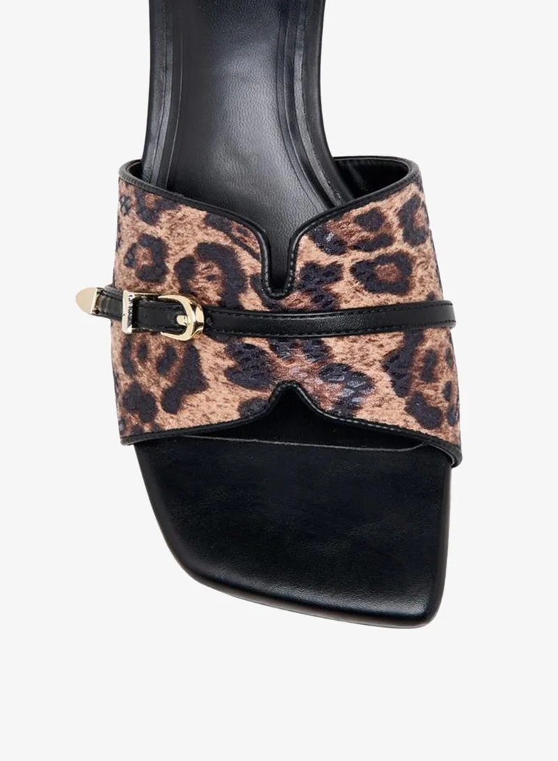 Celeste BROWN Women Animal Print Kitten Heel Sandals for Women | Best Price UAE
