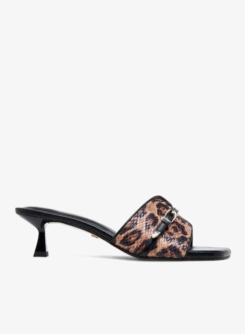 Celeste BROWN Women Animal Print Kitten Heel Sandals for Women | Best Price UAE