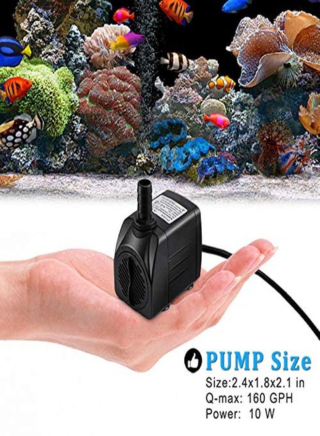 PULACO 160GPH Small Fountain Pump, Ultra Quiet Submersible Water Pump (600L/H, 10Watt) with 3.3 ft Tubing for Aquariums, Pond Fountain, Water Feature, Indoor Fountains - Image 5