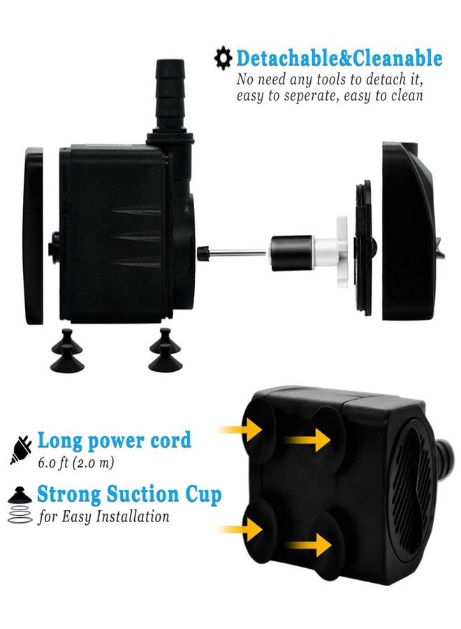 PULACO 160GPH Small Fountain Pump, Ultra Quiet Submersible Water Pump (600L/H, 10Watt) with 3.3 ft Tubing for Aquariums, Pond Fountain, Water Feature, Indoor Fountains - Image 4