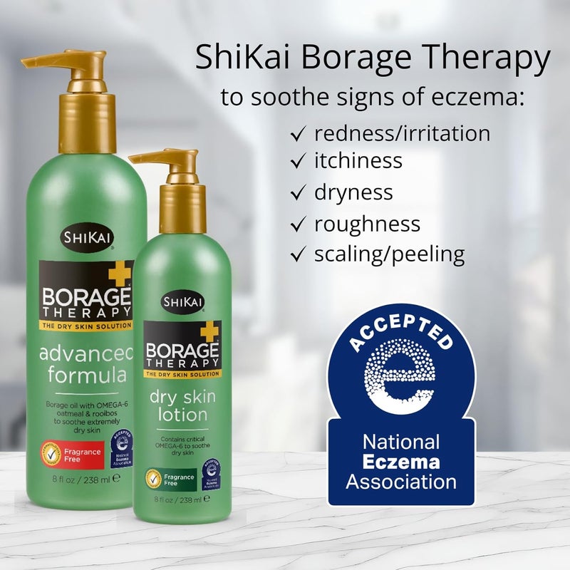 ShiKai Borage Therapy Advanced Formula Body Moisturizer - Fragrance Free Hydrating Lotion for Dry Skin (8oz, Pack of 2) - Image 2