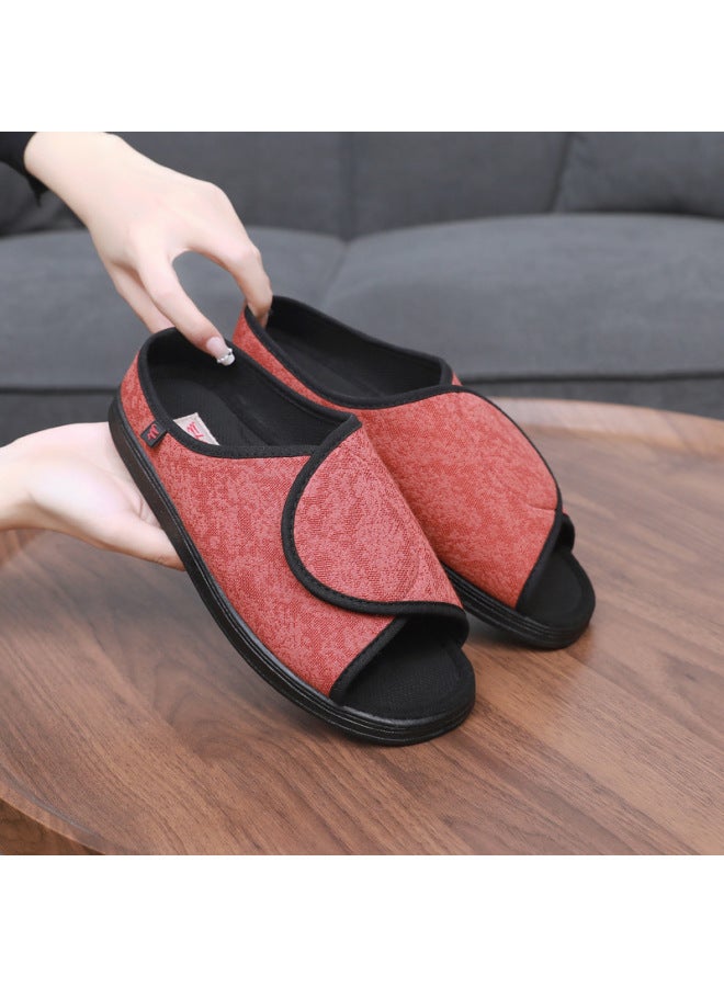 Qiwaoge Adjustable Widened Cloth Shoes For Swollen, Wide, Or Deformed Feet, Soft And Comfortable Health Shoes, Breathable