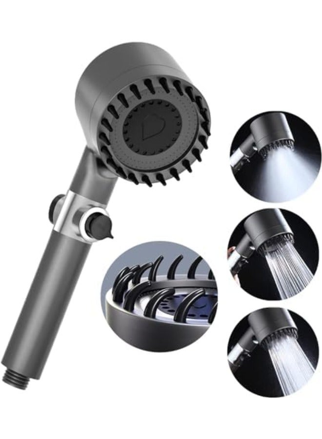 High Pressure Shower Head 3 Spray Modes, Filtered Shower Head and Water Stop Button Adjust Water Flow Massage Showerhead for Adults Children Pets Home, and Gym Use - Grey  - Image 1