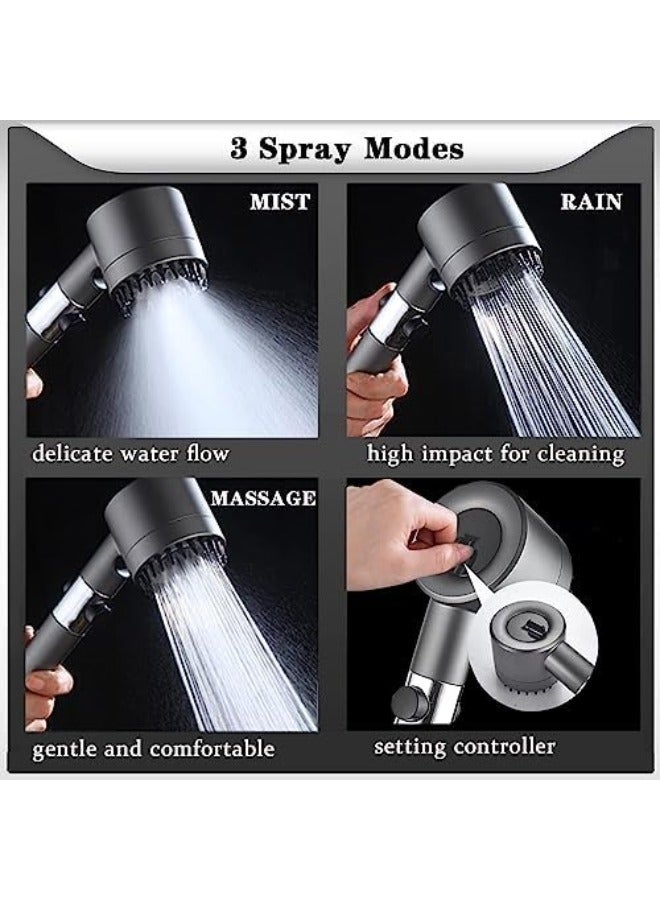 High Pressure Shower Head 3 Spray Modes, Filtered Shower Head and Water Stop Button Adjust Water Flow Massage Showerhead for Adults Children Pets Home, and Gym Use - Grey  - Image 3